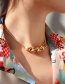 Fashion Pearl Necklace 35+5cm Titanium Steel Gold Color-plated Pearl Chain Necklace