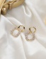 Fashion Gold Color Rhinestone Square Pearl Geometric Earrings