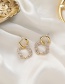 Fashion Gold Color Rhinestone Square Pearl Geometric Earrings