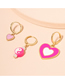 Fashion Pink Alloy Dripping Love Ear Ring Set