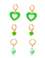 Fashion Green Alloy Dripping Love Ear Ring Set