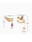Fashion Gold 18k Gold Preserving Color Inlaid Zirconium Angel Stud Earrings