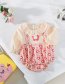 Fashion Apricot Small Flower Lapel Fake Two-piece Baby Jumpsuit With Sling