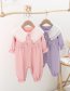 Fashion Pink Lace Round Neck Bow Baby Jumpsuit