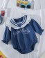 Fashion Blue Lace Letters Baby Jumpsuit With Hair Band