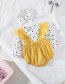 Fashion Yellow Baby Polka Dot Flying Sleeve Sling Jumpsuit Send Hair Band