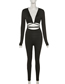 Fashion Black Tight Cropped Umbilical Tie Jumpsuit