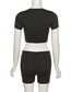 Fashion Black Irregular Short-sleeved Top And Shorts Suit