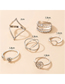 Fashion Silver Color Geometric Flower Diamond Rose 6-piece Ring