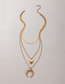 Fashion Gold Color Love Moon Multilayer Necklace
