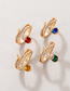 Fashion Gold Color Snake-shaped Alloy Ring Set With Colored Diamonds