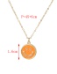 Fashion Orange Copper Inlaid Zircon Drip Oil Smiley Face Necklace