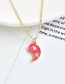 Fashion Pink Copper Drop Oil Crescent And Gossip Necklace