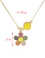 Fashion Yellow Copper Inlaid Zircon Drop Oil Smiley Flower Necklace