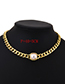 Fashion Golden Alloy Chain Square Pearl Necklace