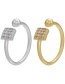 Fashion White Gold Color Micro Inlaid Zirconium Square Ball Open Ring