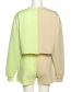 Fashion Green Contrast Stitching Long-sleeved Sweatshirt Shorts Suit