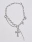 Fashion Silver Color Metal Chain With Diamond Stitching Cross Necklace