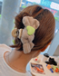 Fashion Khaki Cashmere Yarn Bow Love Hair Scratch