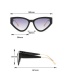 Fashion White Frame All Gray Film Cat-eye Wide-leg Sunglasses