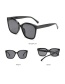 Fashion Bright Black Frame Gray Piece Large Square Sunglasses