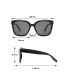 Fashion Bright Black Frame Gray Piece Large Square Sunglasses