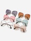 Fashion Gold Color Frame Double Green Polygon Curved Legs Sunglasses