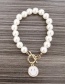 Fashion White Alloy Drip Oil Smiley Pearl Bracelet