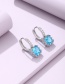 Fashion Sky Blue Copper Inlaid Zirconium Square Ear Ring
