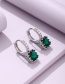 Fashion Emerald Green Copper Inlaid Zirconium Square Ear Ring