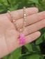 Fashion Brown Resin Gradient Bear Necklace With Diamonds