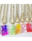 Fashion Light Blue Resin Gradient Bear Necklace With Diamonds