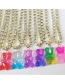 Fashion Yellow Resin Gradient Bear Necklace With Diamonds