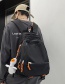 Fashion Black Multi-pocket Multi-layer Backpack With Pendant