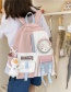 Fashion Pink Large-capacity Colorblock Multi-pocket Backpack