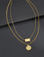 Fashion Golden Stainless Steel Double-layer Square Brand Portrait Double-layer Necklace