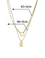 Fashion Golden Stainless Steel Ring Square Brand Double Necklace