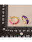Fashion Pink 18k Gold Drop Oil Inlaid Zirconium C-shaped Ring
