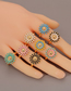 Fashion Pink+blue Geometric Dripping Flower Open Ring