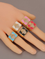 Fashion Pink Square Palm Ring Inlaid With Zirconium Drip Oil