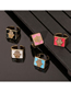 Fashion Pink Square Palm Ring Inlaid With Zirconium Drip Oil
