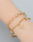 Fashion Golden Titanium Steel Ball Cross Bracelet