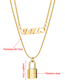 Fashion Golden Titanium Steel Double-layer Letter Lock Necklace