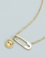 Fashion Golden Titanium Steel Gold Plated Letter Pin Smiley Face Necklace