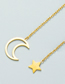 Fashion Golden Titanium Steel Star Moon Necklace