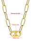 Fashion Golden Titanium Steel Metal Oval Necklace