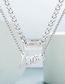 Fashion Silver Titanium Steel Letter Tag Multi-layer Necklace