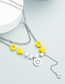 Fashion Silver Titanium Steel Smiley Pearl Double Necklace