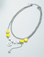 Fashion Silver Titanium Steel Smiley Pearl Double Necklace