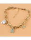 Fashion Golden Alloy Geometric Chain Pearl Bear Necklace